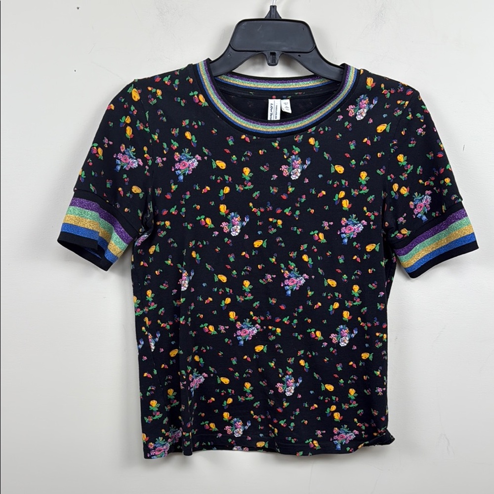 - & other stories stretchy floral crew neck pull over t shirt small - Picture 2 of 9